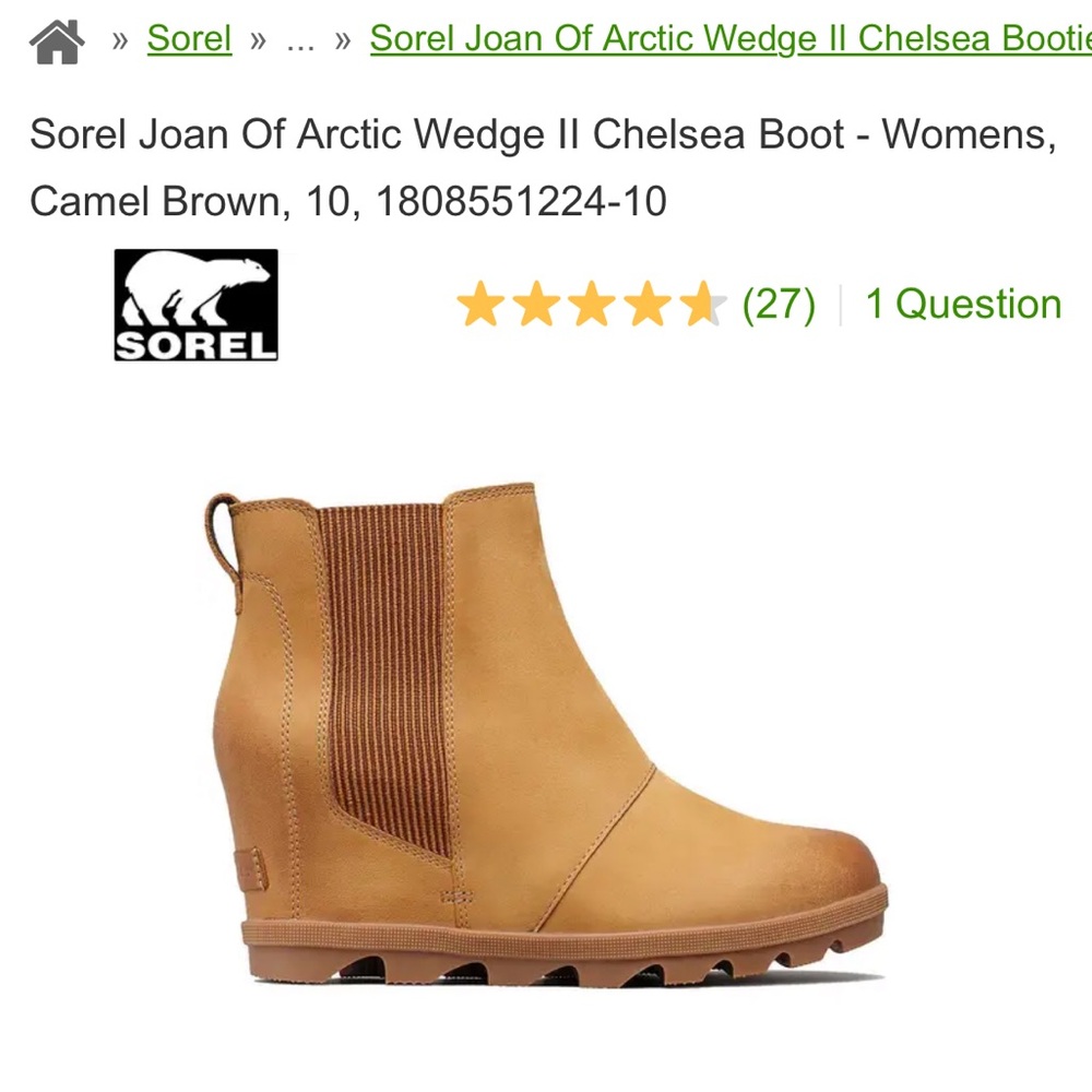 Sorel Women's Camel Brown Wedge Chelsea Boot